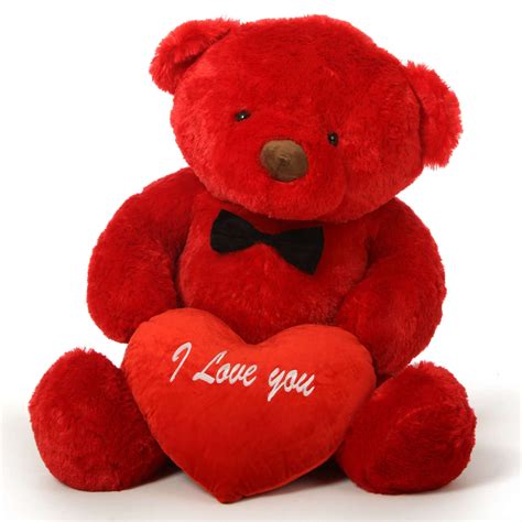 48in Giant Valentine’s Day Teddy Bears have red I love you heart and ...