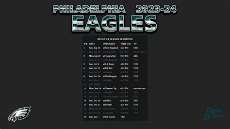 2023-2024 Philadelphia Eagles Wallpaper Schedule