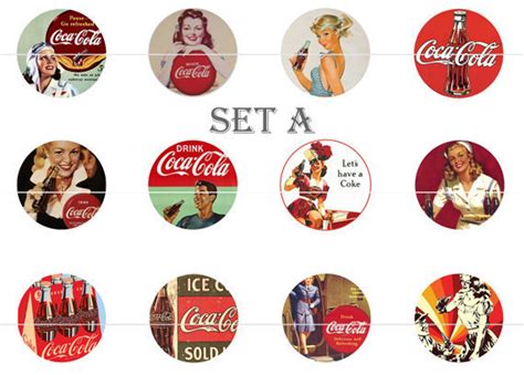 Coca Cola Pins Magnets or Flat Back Buttons 1 Inch 1.25 | Etsy