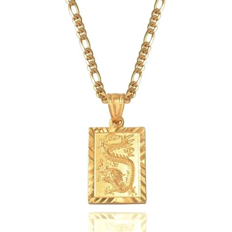 Gold Plated Dragon Pendant Necklace For Men & Classy Men Co.