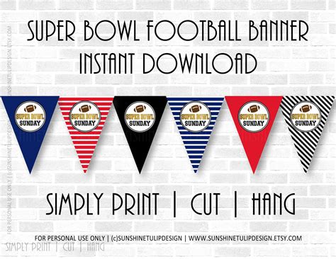 Printable SUPER BOWL party banner, Printable Tailgate Super Bowl Party - Sunshinetulipdesign