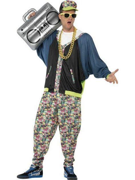 Adult 80s Hip Hop Costume Rapper Fancy Dress Mens Vanilla Ice MC Hammer Outfit - Fancy Dress VIP