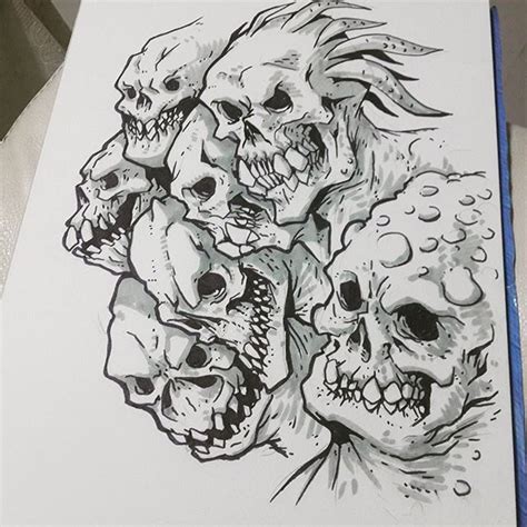 #monster #demon #skull #sketch #draw #drawing #creature #head #paper Skeleton Tattoos, Skull ...