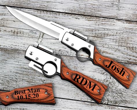 Groomsmen Gun Knife Gun Pocket Knife Personalized Knife - Etsy Canada