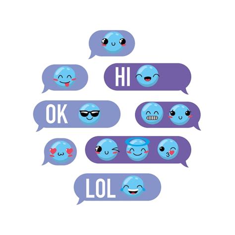 Premium Vector | Chat bubble message with kawaii emoji