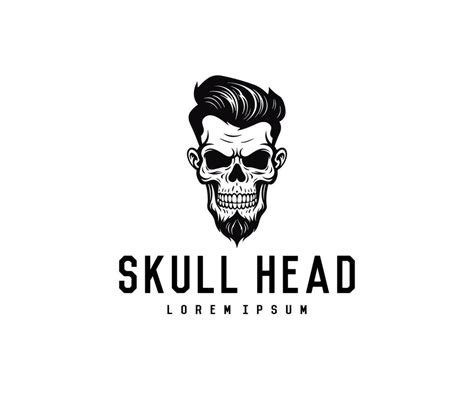 skull head illustration logo, vector, black and white 31740478 Vector ...