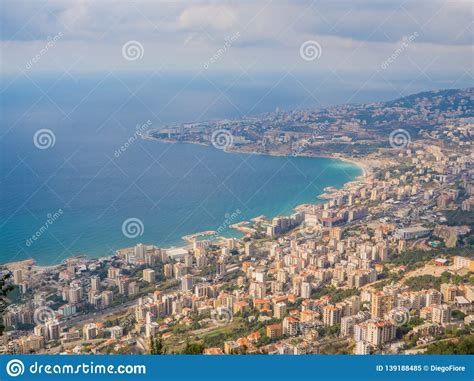 Aerial View of Harissa, Lebanon Stock Image - Image of jounieh, east ...