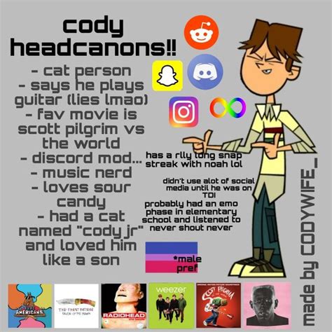 tdi totaldrama cody headcanons blah blah blah Drama Total, Total Drama Island, Scott Pilgrim Vs ...