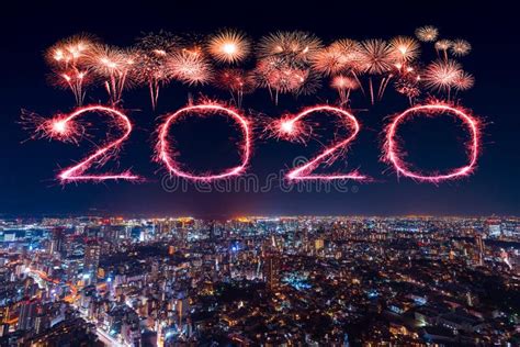 2020 Happy New Year Fireworks Over Tokyo Cityscape at Night, Japan ...