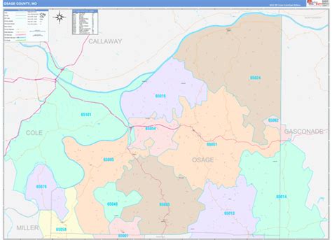 Osage County, MO Wall Map Color Cast Style by MarketMAPS - MapSales