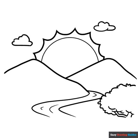 Sunrise Coloring Page | Easy Drawing Guides