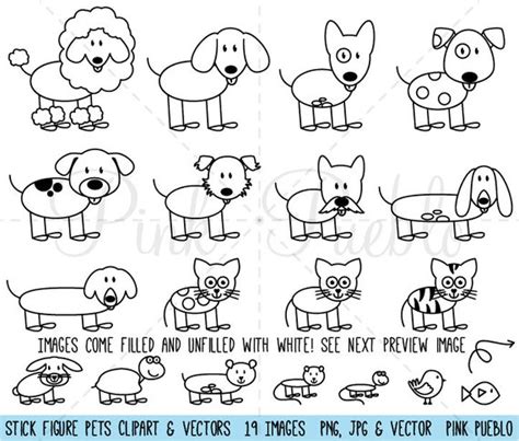 Stick Figure Pets Clipart Clip Art Vectors Stick Family