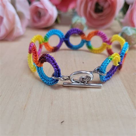 Rainbow Color Crochet Bracelet Handmade Crochet Jewelry - Etsy