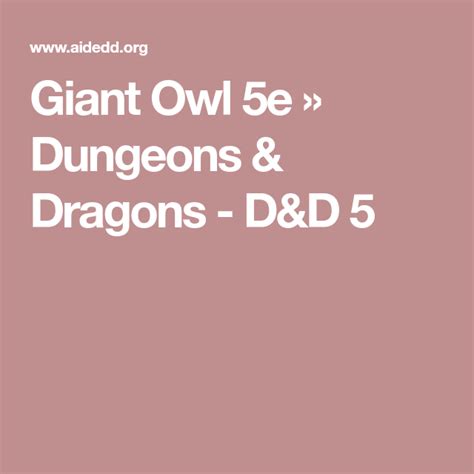 Giant Owl 5e » Dungeons & Dragons - D&D 5 | Dungeons and dragons ...