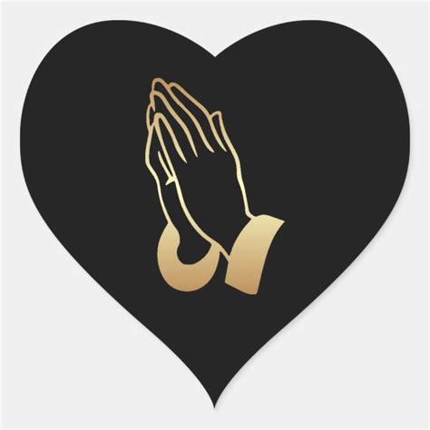 Gold Praying Hands Heart Sticker | Zazzle.com