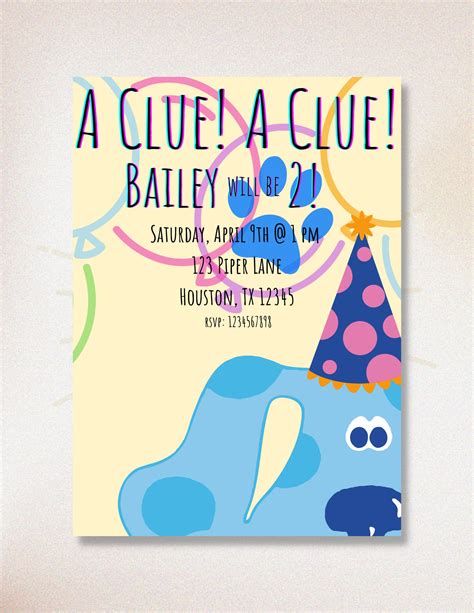 Blue's Clues Party Invitation Custom Boy/girl Blues Clues - Etsy