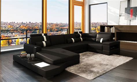 Graceful Curved Sectional Sofa in Leather Pomona California V6104