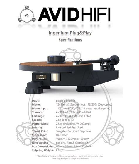 AVID Ingenium PNP Turntable (Includes Tonearm and Cartridge) - Analogue Seduction