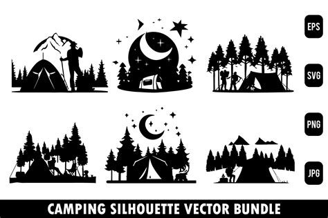 Camping Silhouette Bundle Camping Vector Graphic by Art Merch X · Creative Fabrica