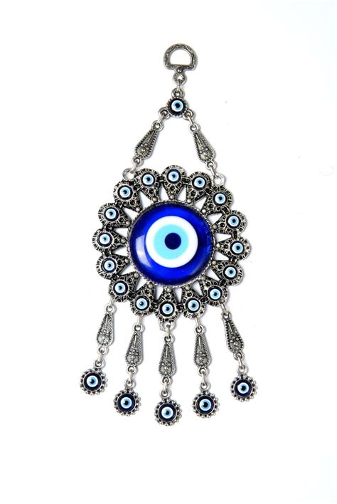 Evil Eye Charm with Silver Color Metal Cover