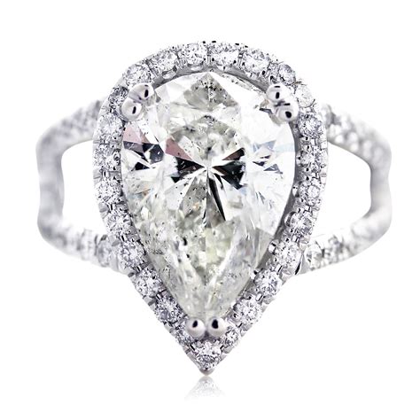 18k White Gold Micro Pave 4.58ct Pear Shaped Diamond Engagement Ring