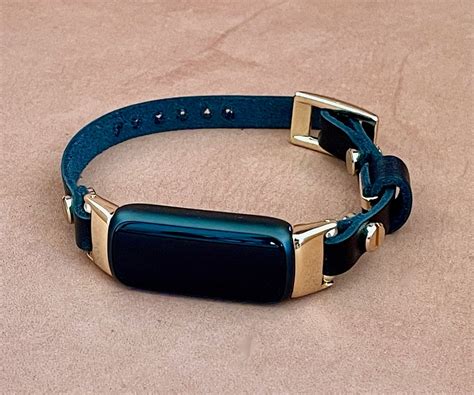 Slim Black Leather Fitbit Luxe Band Gold Fitbit Luxe Bracelet | Etsy