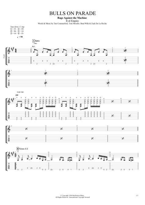 Bulls on Parade Tab by Rage Against the Machine (Guitar Pro) - Full Score | mySongBook