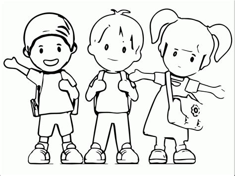 Children With School Books Coloring Page For Kids Bac - vrogue.co