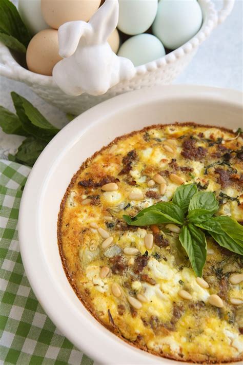 Artichoke, Sausage & Goat Cheese Egg Pie | Italian Food Forever