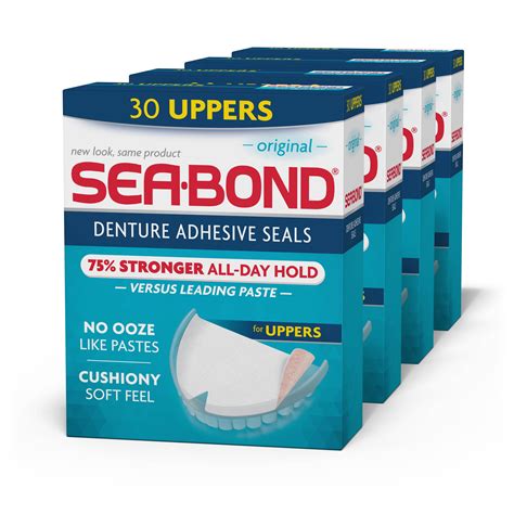 Sea Bond Secure Denture Adhesive Seals, For an All Day Strong Hold, 30 ...