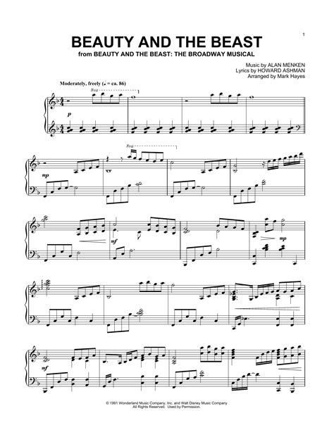 Alan Menken Beauty And The Beast Sheet Music Notes, Chords Download ...