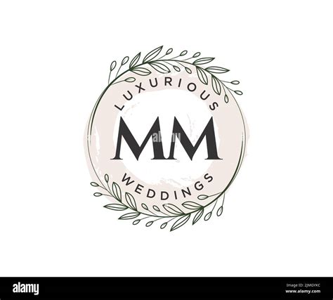 MM Initials letter Wedding monogram logos template, hand drawn modern minimalistic and floral ...