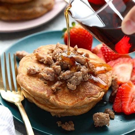 Maple Breakfast Sausage Pancake Recipe - Fit Foodie Finds