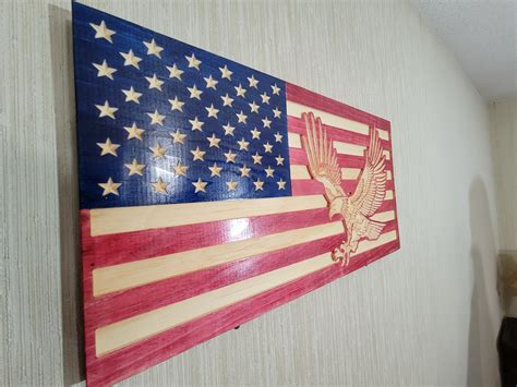 American Flag With Eagle Wooden Flag - Etsy