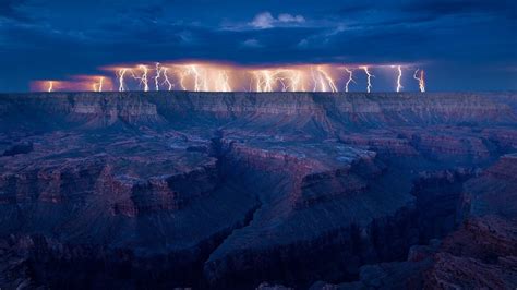 photography, Nature, Landscape, Rock Formation, Canyon, Lightning, Storm Wallpapers HD / Desktop ...