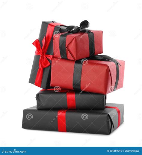 Gift Boxes with Bows Isolated on White Stock Image - Image of boxing ...