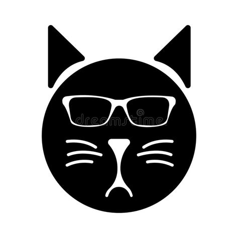 Black cat emoticon cool stock vector. Illustration of flat - 260788228
