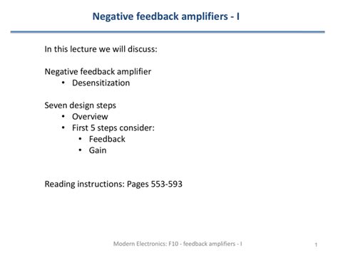 Negative feedback amplifiers