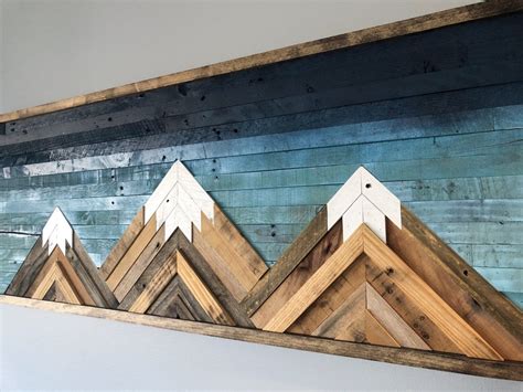 Mountain Wood Wall Art/decor 48in X 16in | Etsy | Wood wall art decor ...