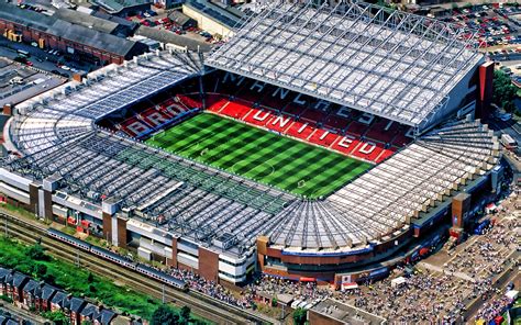 Download wallpapers Old Trafford, soccer, aerial view, Red Devils ...