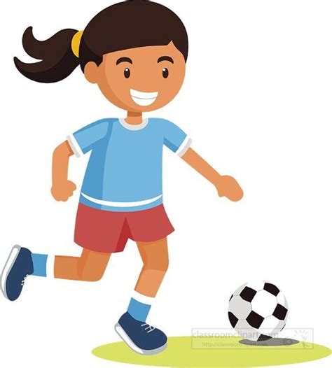 Soccer Clipart-girl kicking a soccer ball with a smile on her face