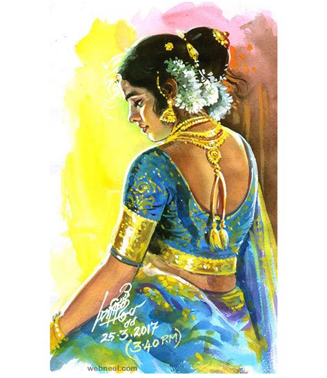 Painting Artwork Tamil Woman By Maruthi 10