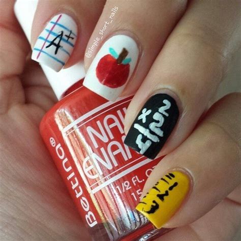 31 School-Themed Nail Art Ideas That Will Make You Miss the Classroom | School nail art, School ...