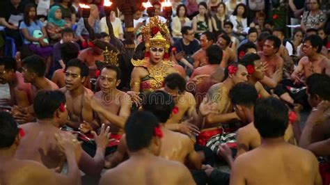 Balinese Kecak Dance Ceremony in Ancient Hindu Temple in Indonesia ...