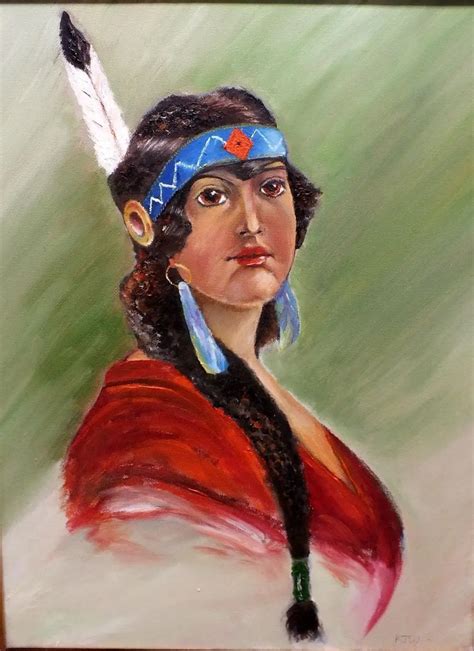 100% Hand Painted Canvas Oil Painting NATIVE AMERICAN INDIAN WOMEN OIL PAINTING-in Painting ...