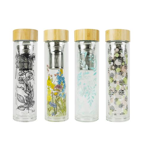 Wholesale custom Double-Walled Glass Bottle, Stainless Steel Strainer ...