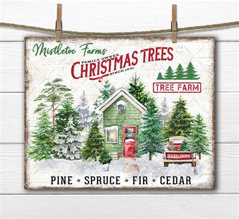 Farmhouse Christmas Sign, Christmas Tree Farm, Mistletoe, DIY Xmas Sign, Xmas Farm, Vintage ...