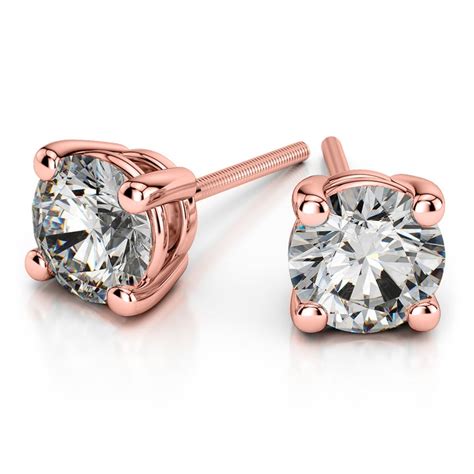 Rose Gold Diamond Stud Earrings (3/4 Ctw)