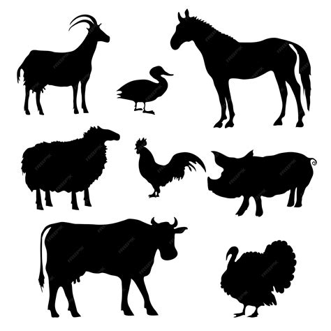 Siluetas de animales de granja | Vector Premium