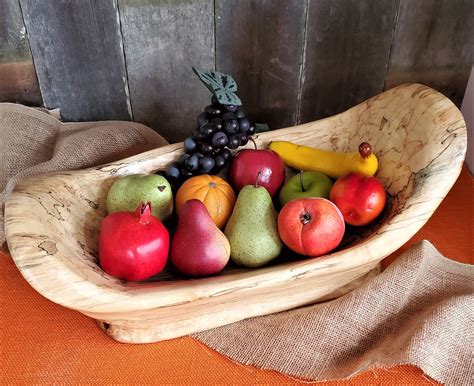 Large handmade wooden bowl / Rustic hand carved wooden fruit | Etsy